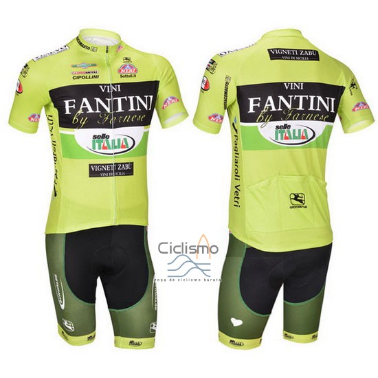 Vini Fantini Ropa Ciclismo Culotte Corto 2013 Hombre Mangas Cortas Verde y Negro